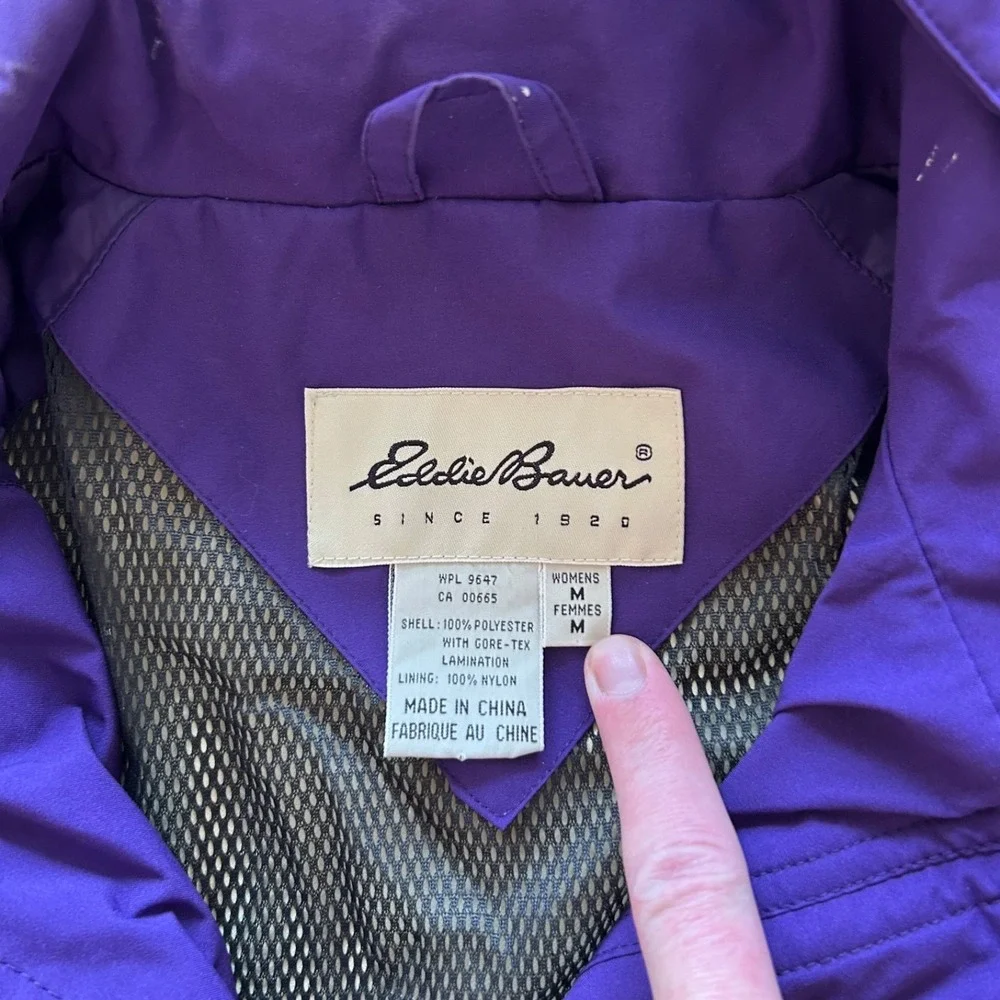 Vintage‎ Eddie Bauer Jacket Women's Small Purple Full Zip Parka Hooded Gore Tex